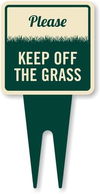 6x12 Inch Please Keep Off The Grass Yard Stake Sign 120 mil Aluminum Composite