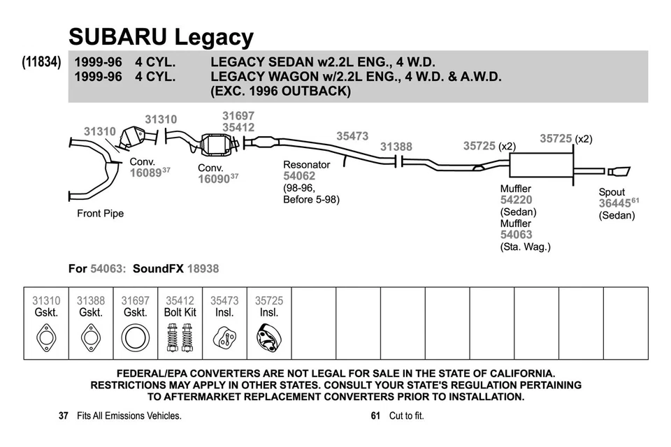 For Honda Accord 03-07 Exhaust Pipe Flange Gasket Perforated Metal w Fiber Core Foto 3 de 4