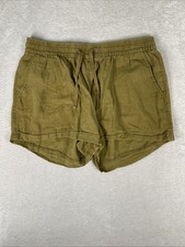 Old Navy Linen Blend Cuffed Pull on Shorts Women's Medium Olive/Army Green beach