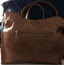 Women s Brown Medium Pebbled Satchel Zip Double Handles Detachable Strap Pockets