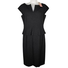 Tory Burch Katy Dress NWT Womens 6 Black Peplum Sheath Midi Professional Classic