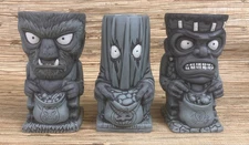 Trick or Treat Halloween Tiki Mug Set of 3 Tiki Farm Ghost Wolf & Frankie New