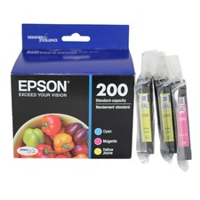 Genuine Epson 200 Standard Capacity Ink Cartridges Cyan Magenta Yellow EXP 9/23