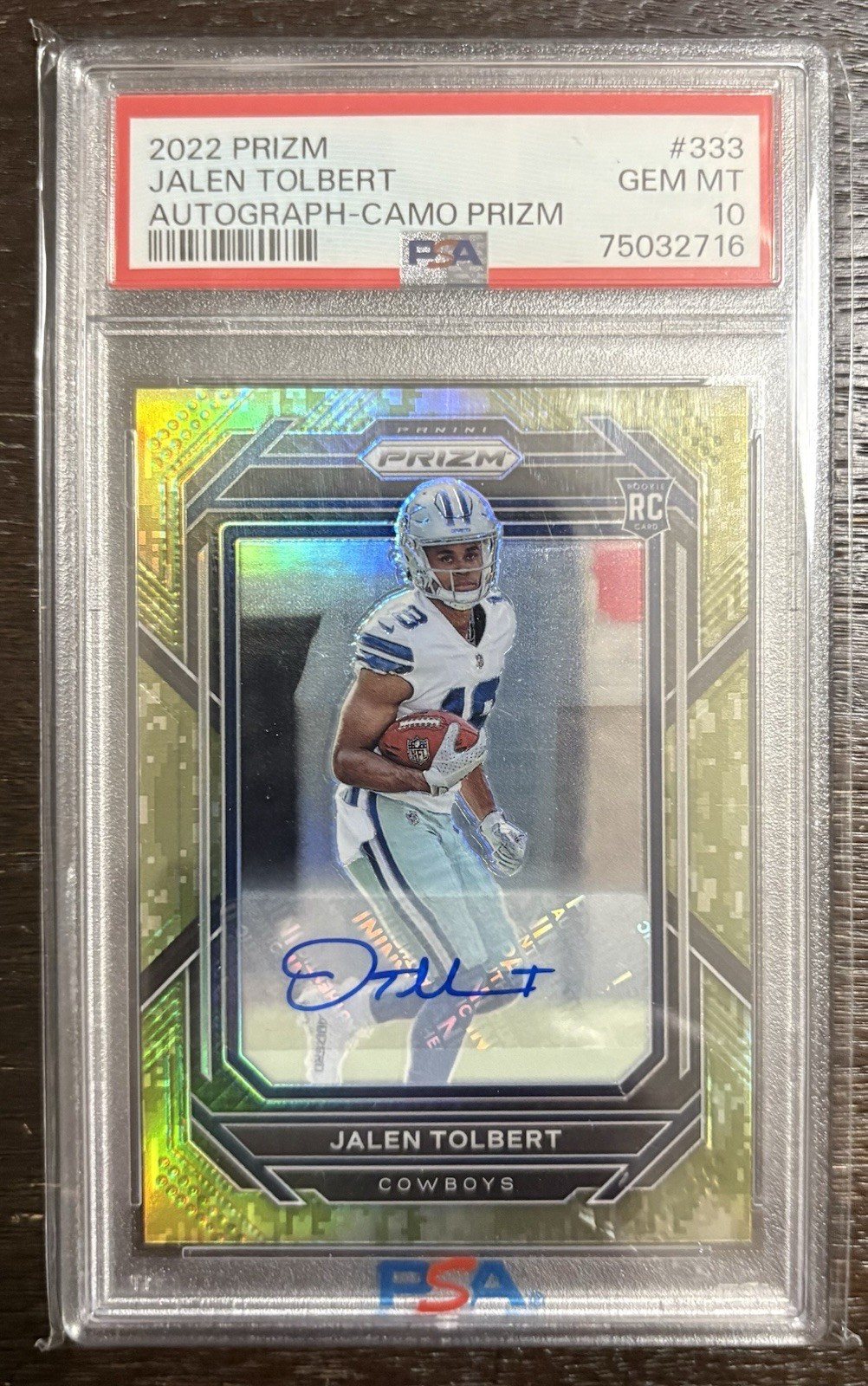 2022 Panini Prizm Jalen Tolbert #333 Camo Prizm Auto 13/25 ( PSA 10 ) ! view 1