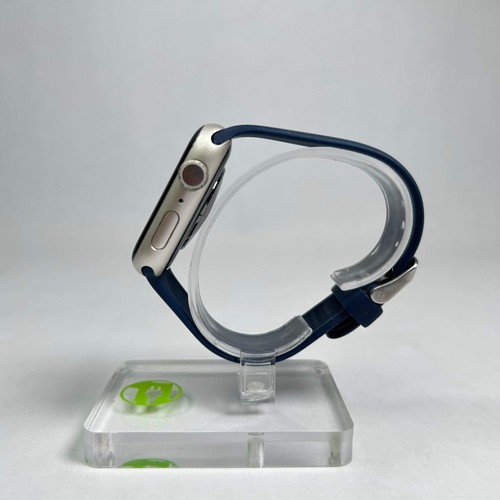 GPS Only Apple Watch Series 7 45MM Silver Aluminum Blue Sport Band A2474 - Picture 5 of 6