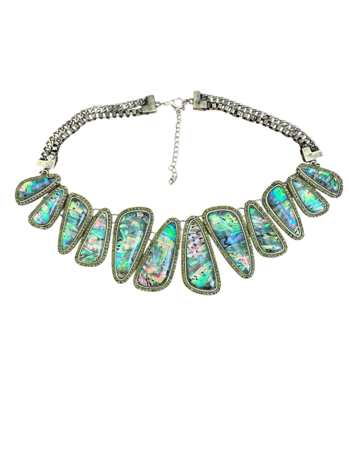 Abalone Collar Necklace Large Statement Bronze To… - image 1