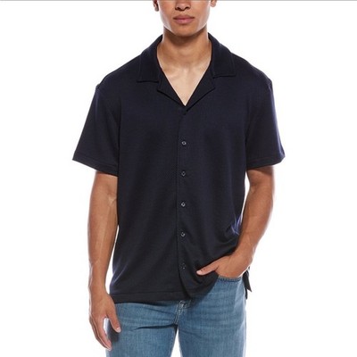 Scotch & Soda Black Popcorn Jersey Camp Shirt Knit Button Up Size Large