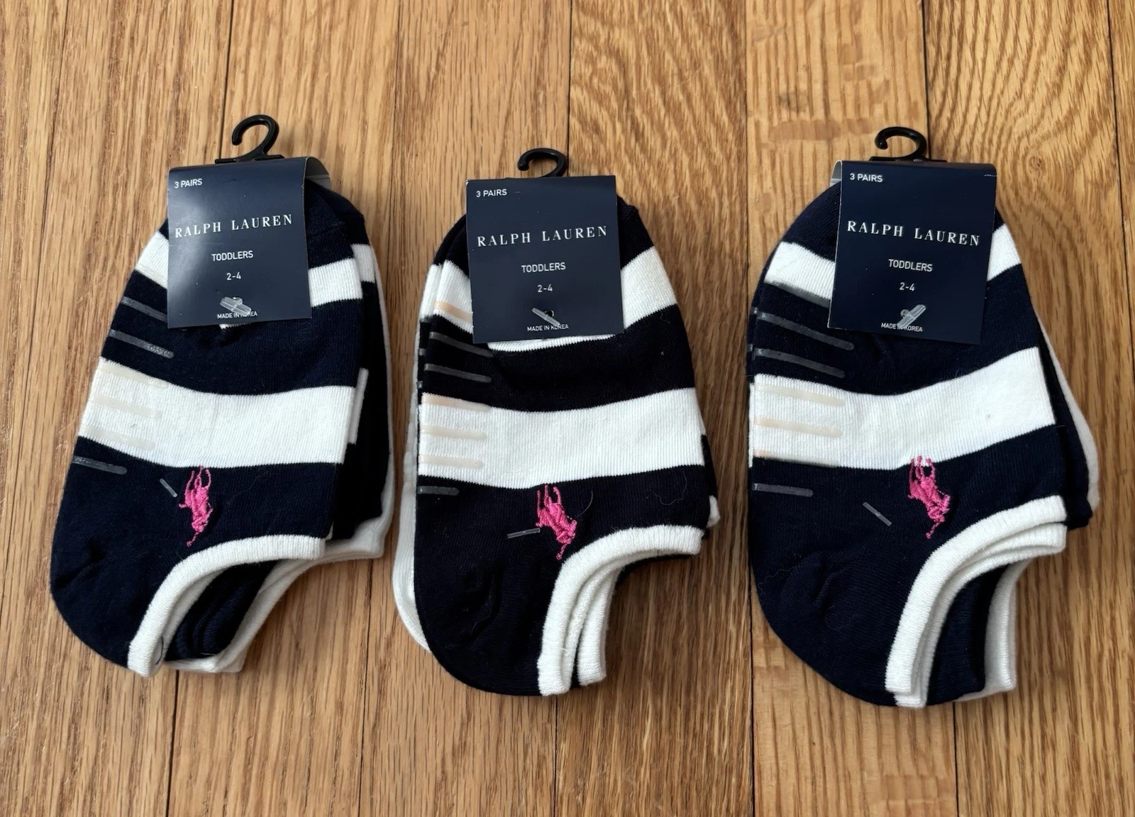 NWT 3 Packs Of 3 Ralph Lauren No-Show Socks With Grippers Size Toddlers 2-4
Opens in a new window or