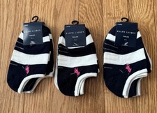 NWT 3 Packs Of 3 Ralph Lauren No-Show Socks With Grippers Size Toddlers 2-4