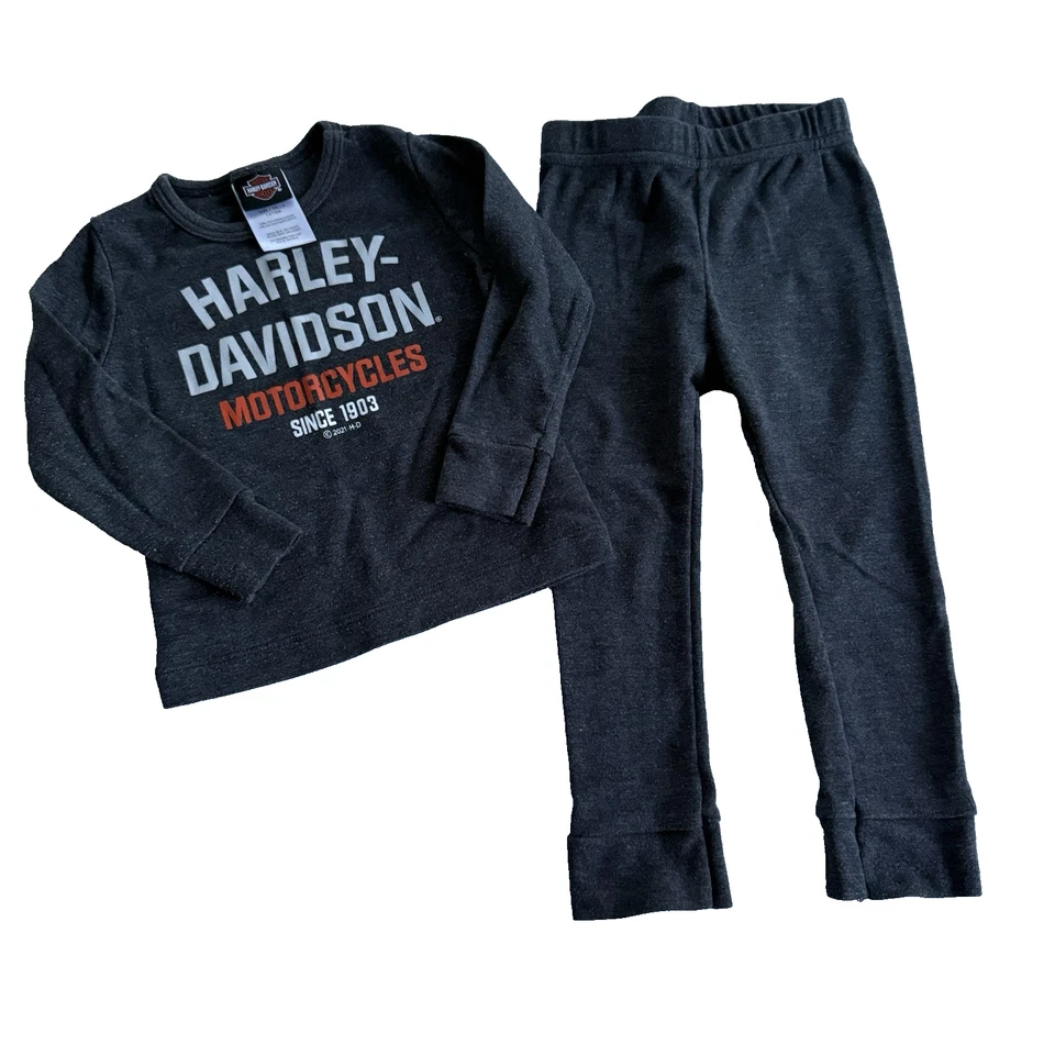Harley Davidson Bebé Niño 2 Piezas Manga Larga Camiseta y Pantalón Gris Conjunto Talla 12-18M Foto 4 de 4