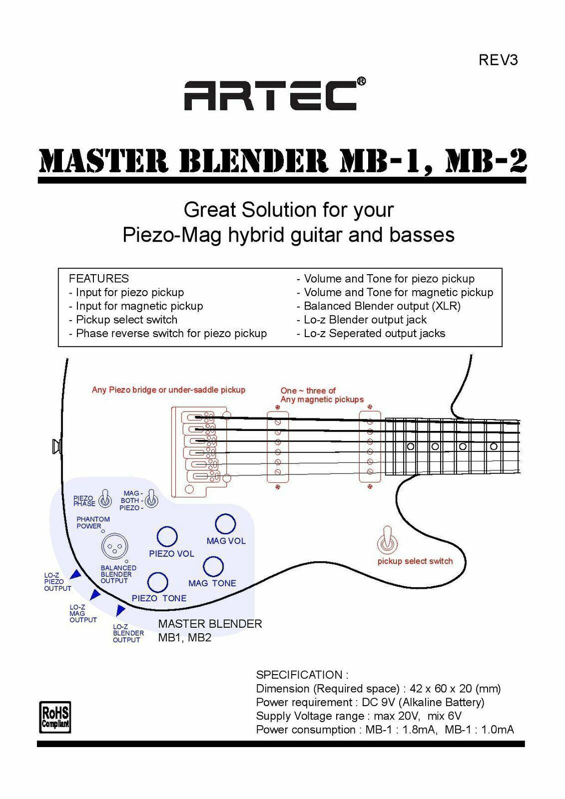 ARTEC MB1 Master Blender Mix/Blend Piezo and ACTIVE CIRCUIT eBay