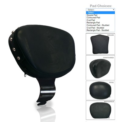 2000-up Yamaha V-Star 650 Classic Motorcycle Rider Driver Backrest Pad Set Kit