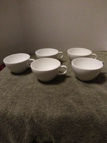 Lot of 5 Corning Centura White 7oz  Coffee/Tea Cups Mugs 2.5" tall