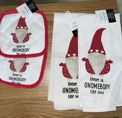 Mainstays Kitchen Towels & Pot Holders  There s Gnomebody Like You  NWT