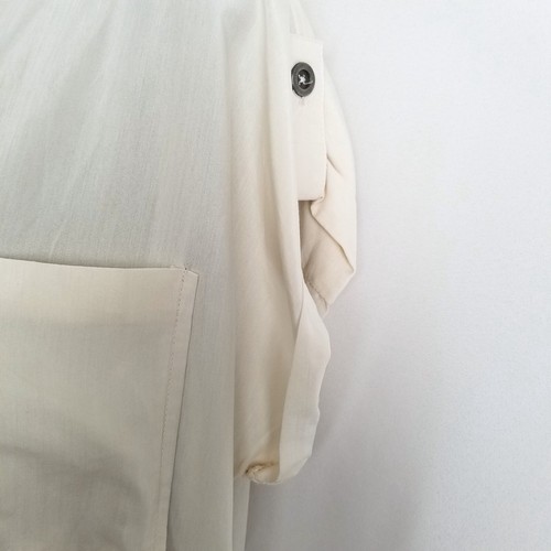 Topshop Ivory Button Front Shirt Dress Size 10 Smocked Utility Clean Girl Safari - Picture 7 of 14