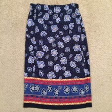 Sag Harbor Skirt Size 12 Petite Blue Floral Maxi Long Unlined Wrap