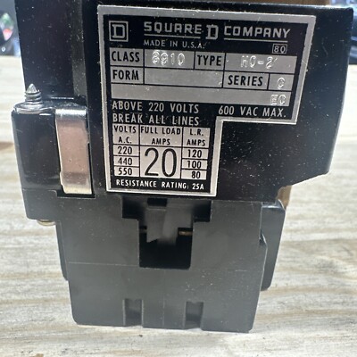 Square D Definite Purpose Contactor Class 8910 Q0-2 Series A 2 Pole (VR8)