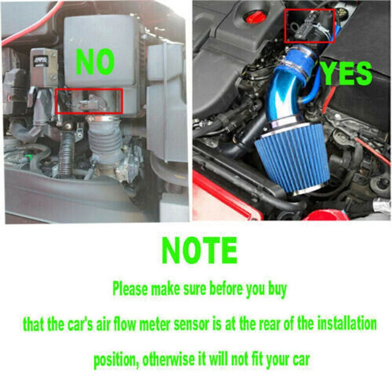 76mm Chrome Car Cold Air Intake Filter Induction Kit Pipe Power Flow Hose System — 第 4/4 张图片