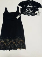 Two-piece formal dress set by Cachet womens size 8 black sequins & lace (T1526L)