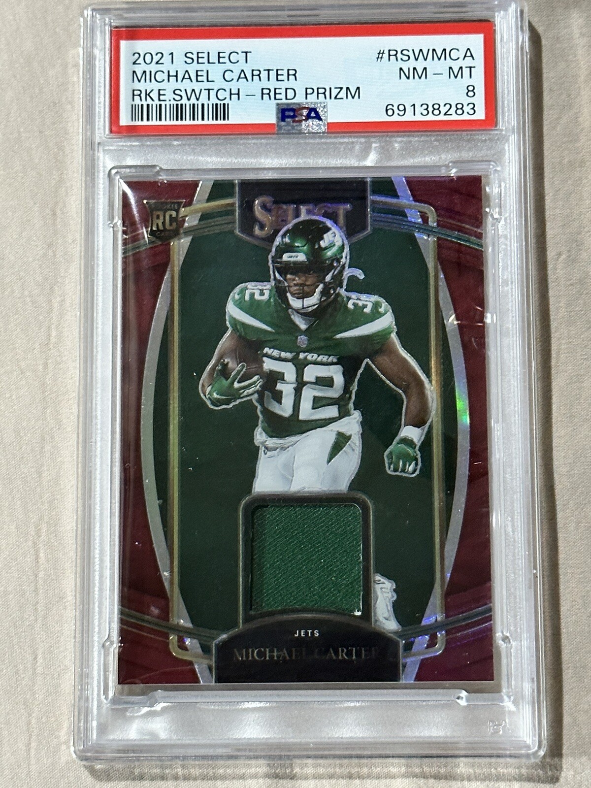 Michael Carter Panini Select Rookie Swatches #RSWMCA Red