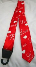 UNISEX RED WITH WHITE LOVE AND HEARTS 57" LONG X 2.5" WIDE NECKTIE NECK TIE-NEW 