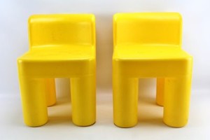 2 Vintage Toddler Child Size Little Tikes Sturdy Chunky Plastic Yellow Chairs Ebay
