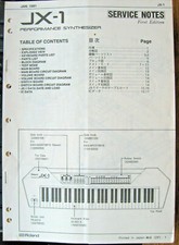 Roland JX-1 Performance Synthesizer Keyboard Original Service Manual Booklet