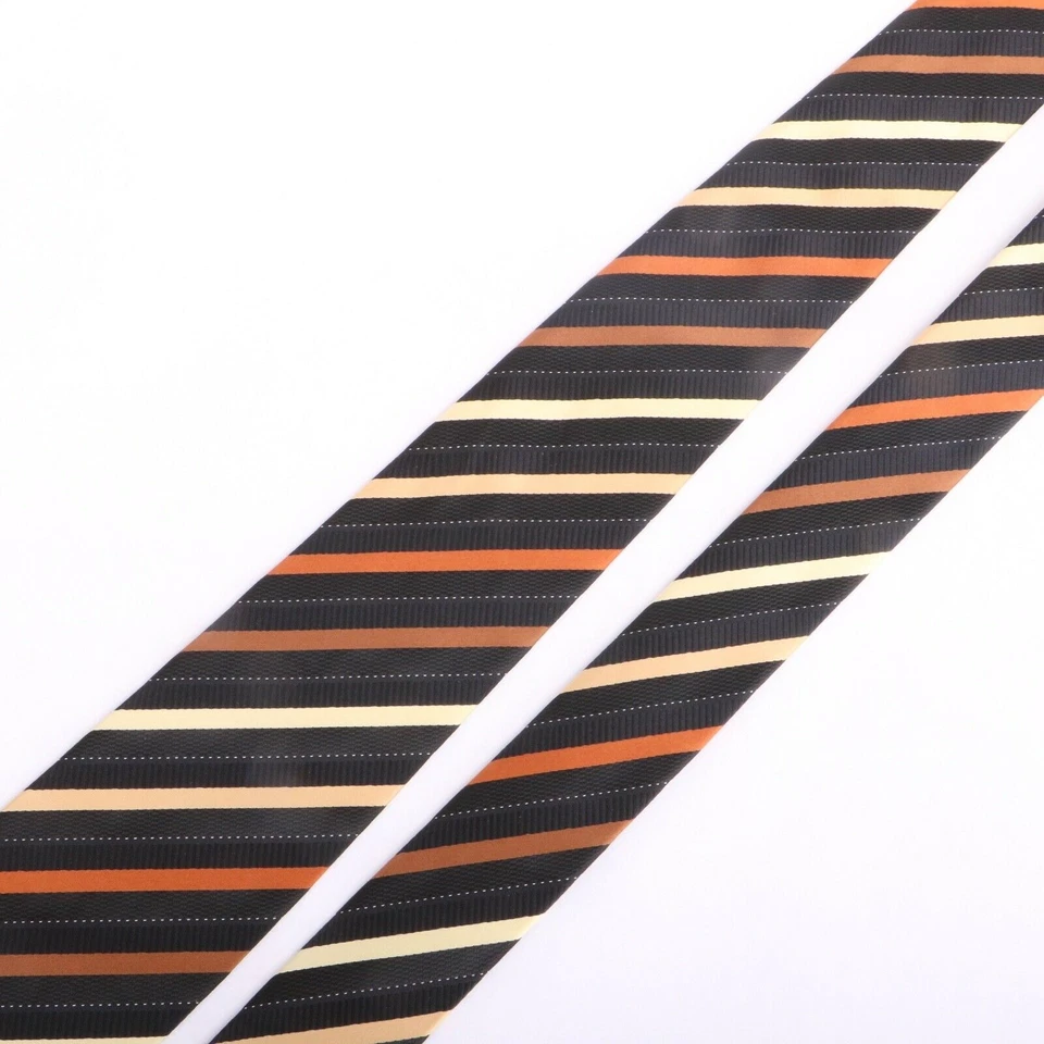 Corbata Giorgio Brutini Collezione negra naranja rayas diagonales poliéster Foto 3 de 4