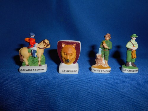 HUNTING Hunters FOX Pheasant Set 10 Mini Figurines FRENCH Porcelain FEVES Figure - Picture 3 of 12