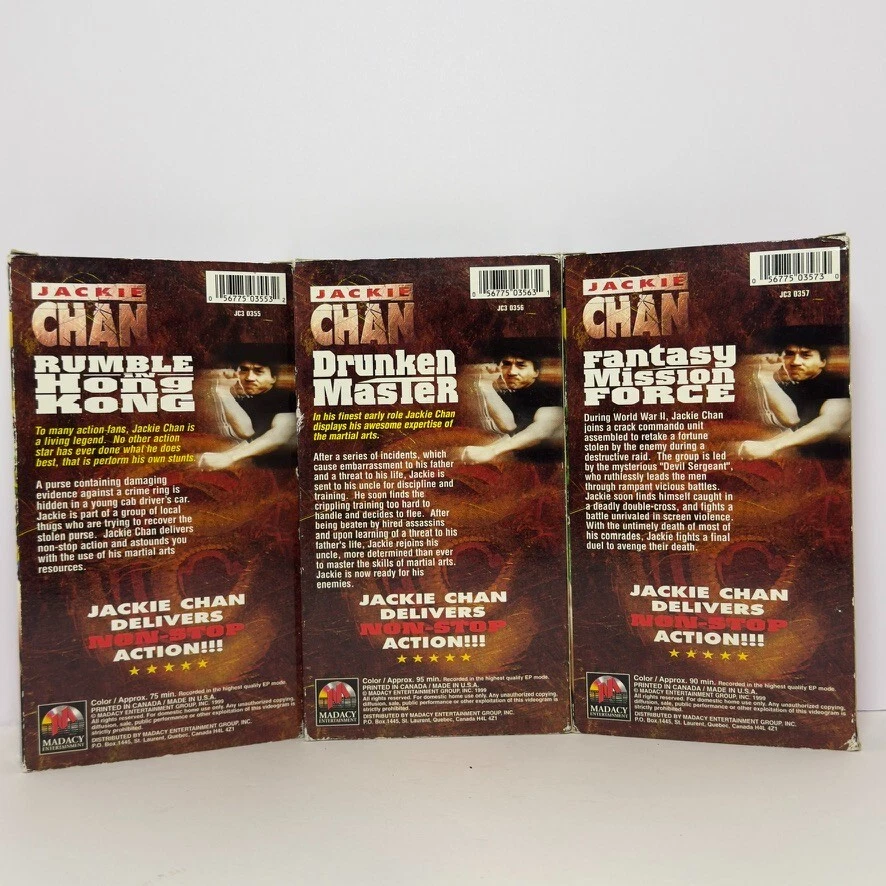 Jackie Chan 3 of 4 Box Set Kung Fu Movies VHS NR Drunken Master Rumble Hong Kong - Image 3 of 4