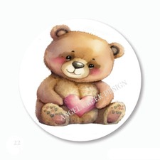 Teddy Bear w/Heart Labels Party Favors Scrapbook Stickers Envelope Seals