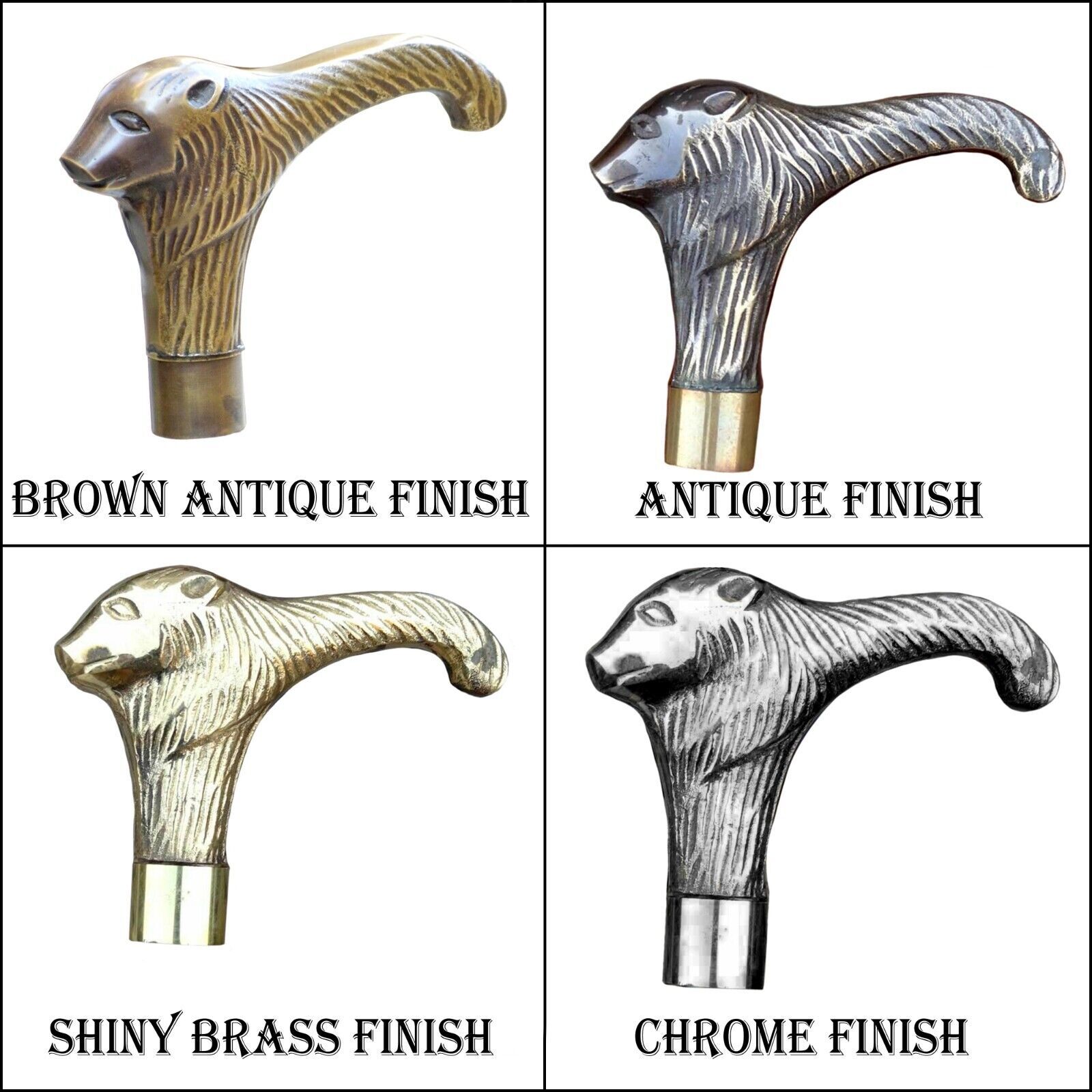 Vintage Marine Brass Bear Handle Walking Stick Marine Nautical Brass