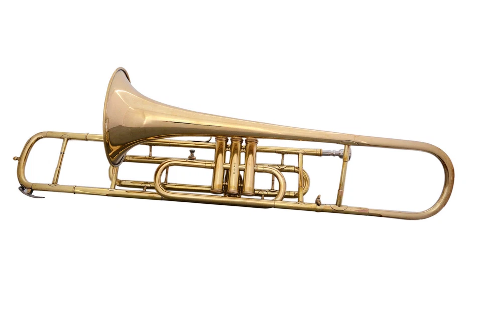 ТРОМБОНОВЫЙ КЛАПАН ИЗ ЧИСТОЙ ЛАТУНИ В ЛАТУННОМ ЛАКЕ + МУНДШТУК + ЧЕХОЛ + БЕСПЛАТНАЯ ДОСТАВКА - Изображение 3 из 4