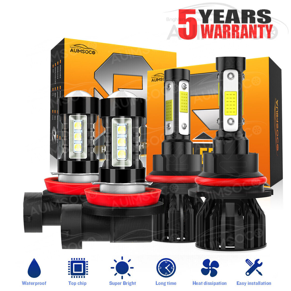 For Nissan Frontier Cab Pickup 4-Door 2005-2020 9007 H11 LED Headlight Fog Bulbs