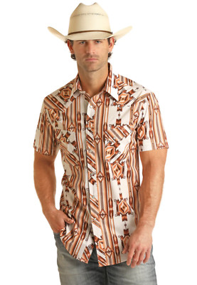 Rock Roll Denim Digital Aztec Short Sleeve Snap RRMS1SRZ7S | eBay
