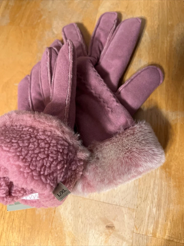 Guantes de imitación de cuero Fownes con forro de piel sintética para mujer rosa talla grande L/XL Foto 4 de 4
