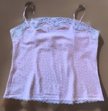 Vintage Warner's Fancy Dots pink White Camisole Lingerie Adjustable Style 55286