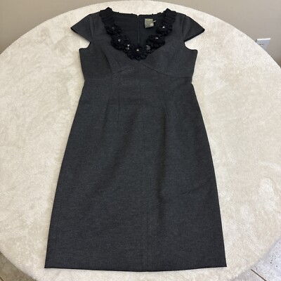 TAYLOR  Womens Beautiful Grey STRETCH Floral Detail Dress Size 6