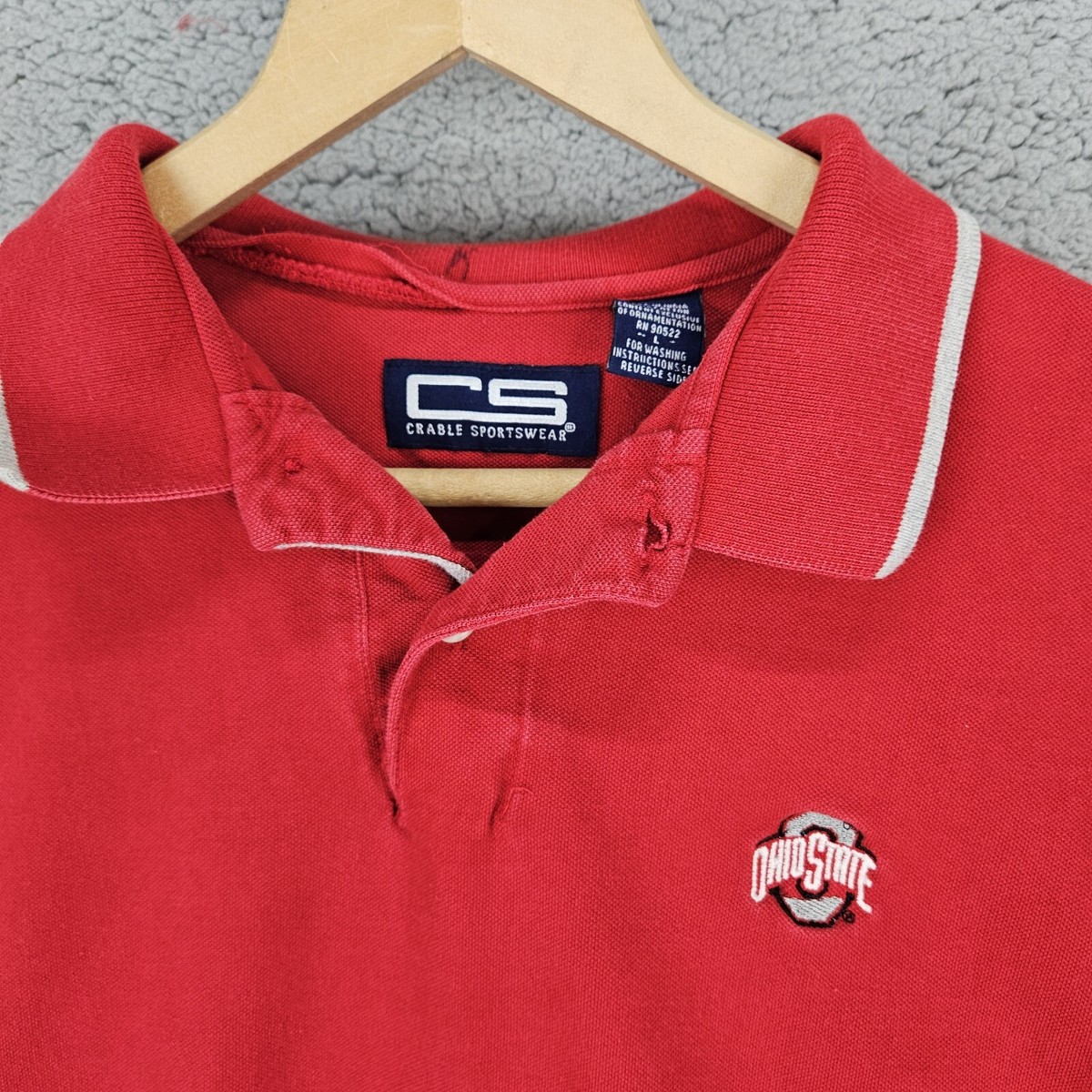 Mens Polo Ohio State Buckeyes Embroidered Red Short Sleeve T Shirt