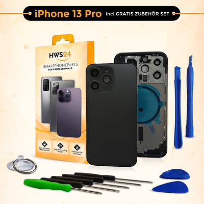 Back Cover for iPhone 13 Pro Black Housing Frame Back Glass Frame Housing