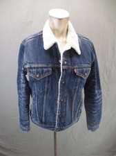 LEVI'S Size S Womens Blue Cotton Blend Button Up Sherpa Lined Denim Jacket 485