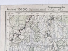 Truppenkarte Ru�land 1:50000    datiert 1942. Ma�e 35 x 45cm