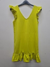 Reserved lime yellow shift frill dress size M
