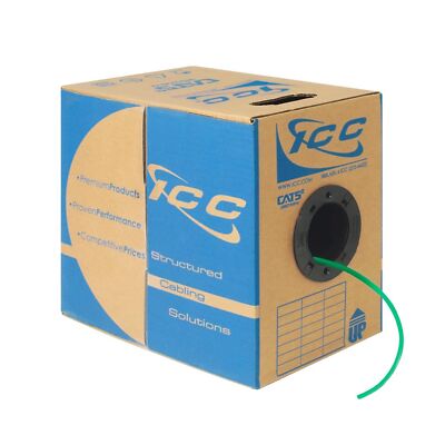 ICC Cat5e Plenum 1000ft - UTP 24AWG, 100% Solid Pure Copper, Unshielded CMP, ...