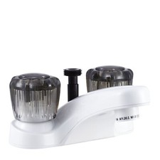 Dura Faucet DF-PL720S-WT RV Bathroom Faucet with Smoked Acrylic Knobs and Shower