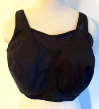 Glamorise sport bra NWOT size 40 black adjustable padded straps hook  eye back