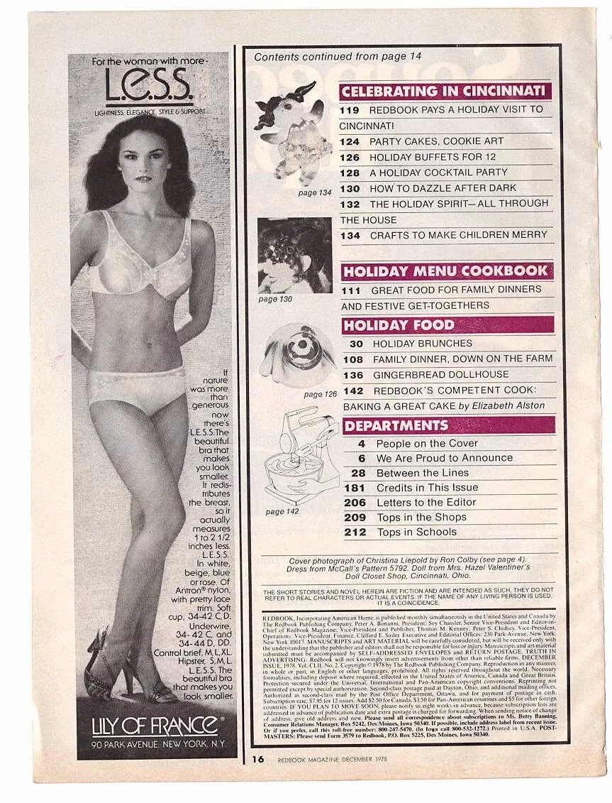 vintage 1970s mag print ad Lily of France L.E.S.S. BRA Less