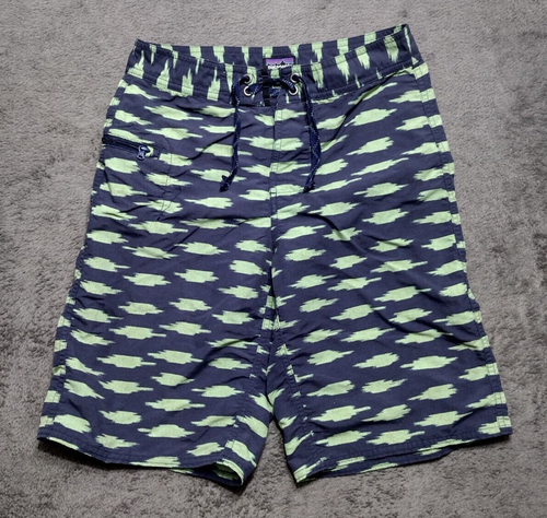 Patagonia Board Shorts Boys 12 Blue Gray Drawstring Zip Pocket Nylon