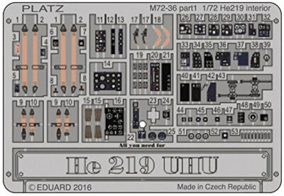 Platz 1/72 Etching Parts for He219 Uhu (Set of 2) Plastic Model Kit NEW