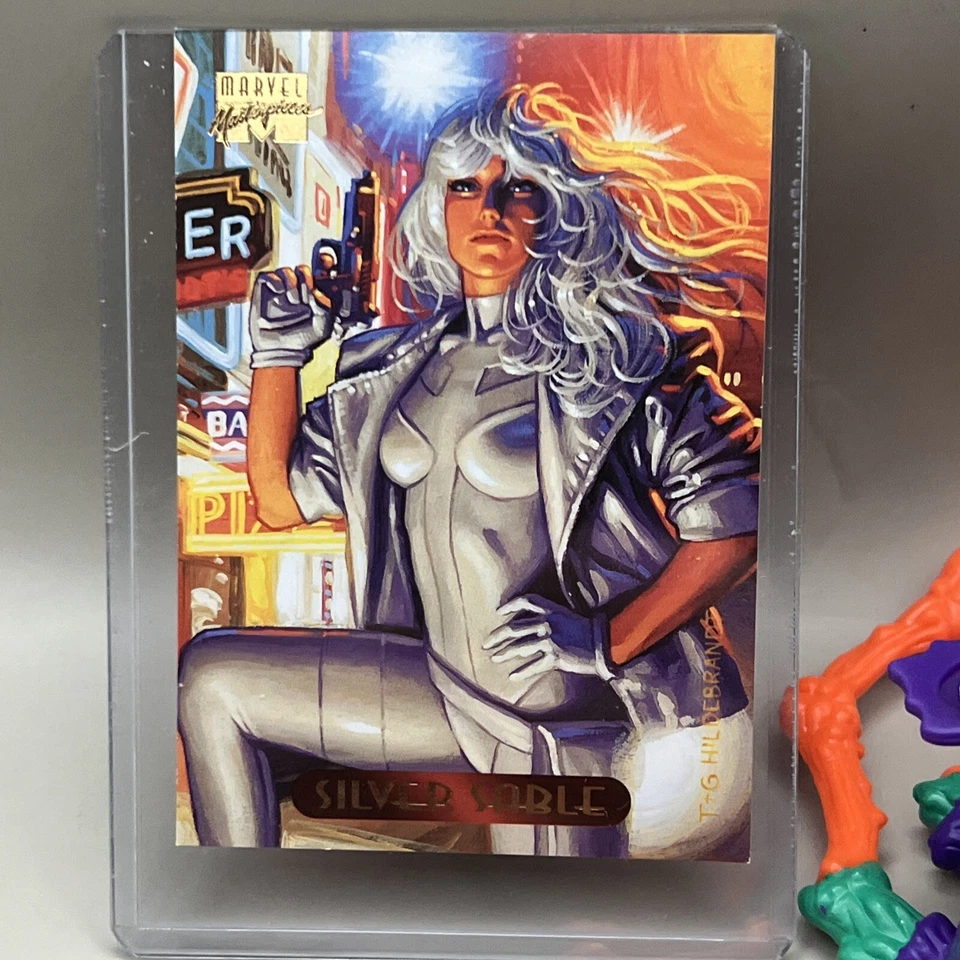 银色 SABLE 蜘蛛侠偷偷攻击可动人偶 1998 年带收藏卡-ToyBiz — 第 4/4 张图片